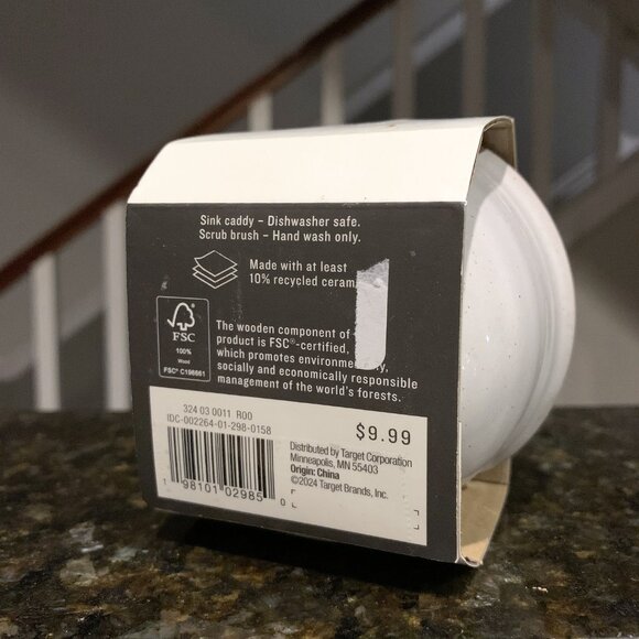 Hearth & Hand Magnolia Stoneware Sink Caddy and Wood Handle Nylon Scrub Brush - Picture 5 of 5